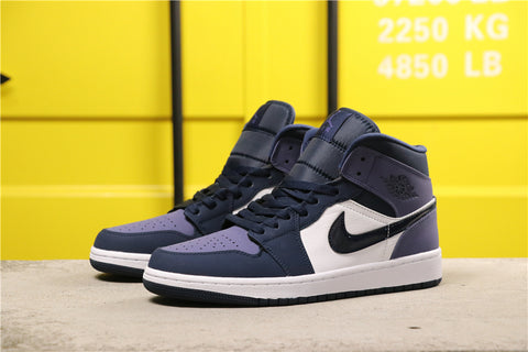 Air Jordan 1 Mid Obsidian/Sanded Purple-White